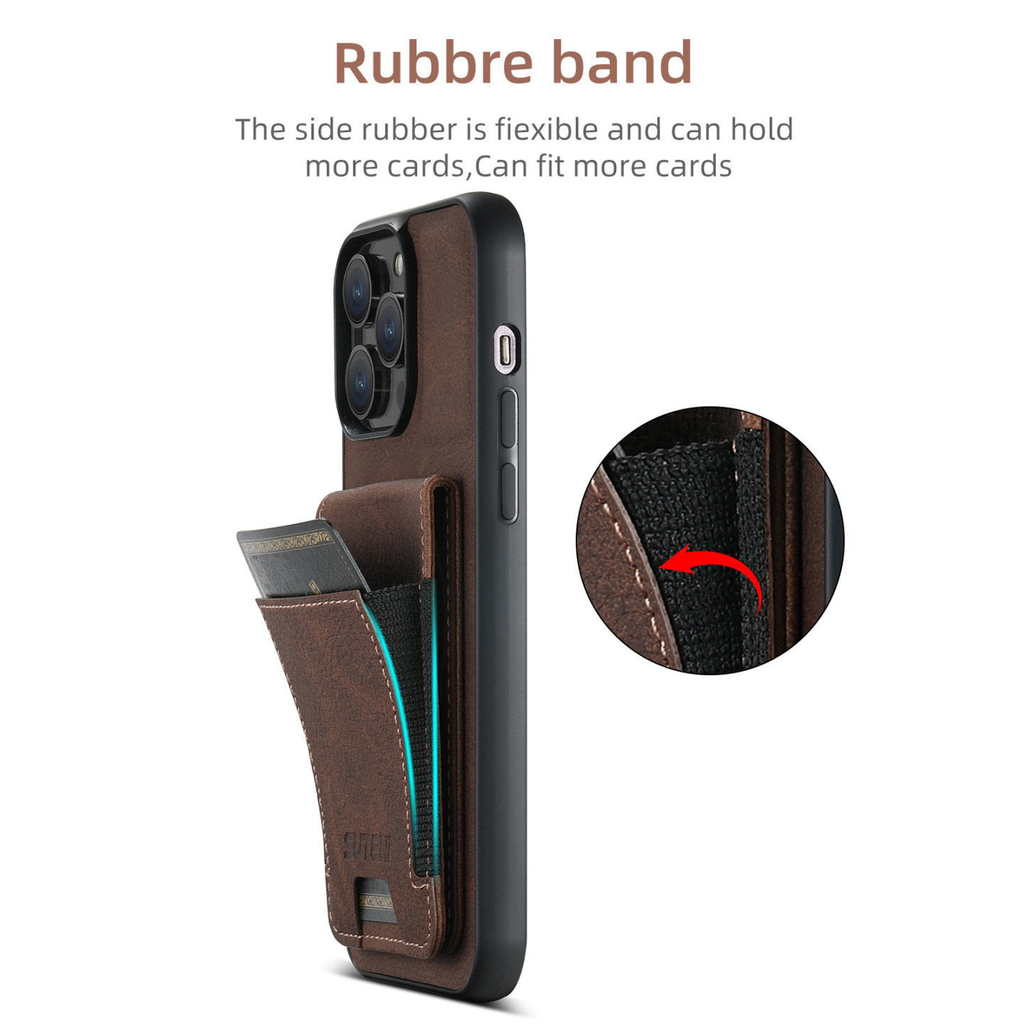 Luxury Leather Business Card Wallet Mobile Phone Case for Apple iPhone