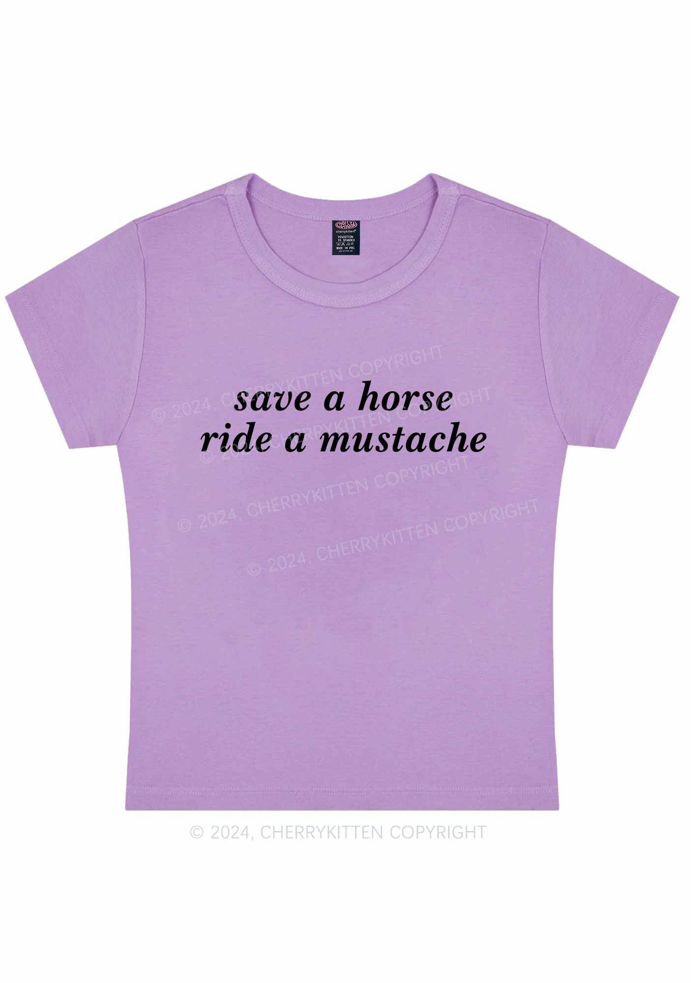 Ride A Mustache Y2K Baby Tee 