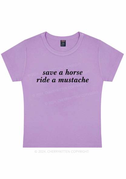 Ride A Mustache Y2K Baby Tee 