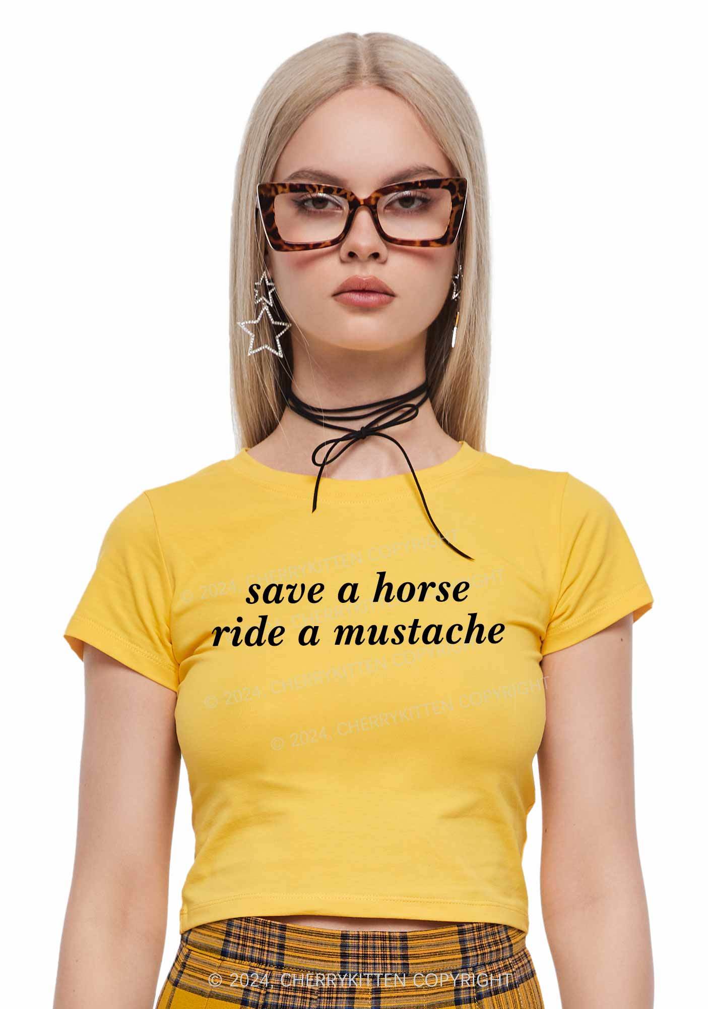 Ride A Mustache Y2K Baby Tee 