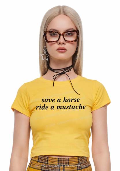 Ride A Mustache Y2K Baby Tee 