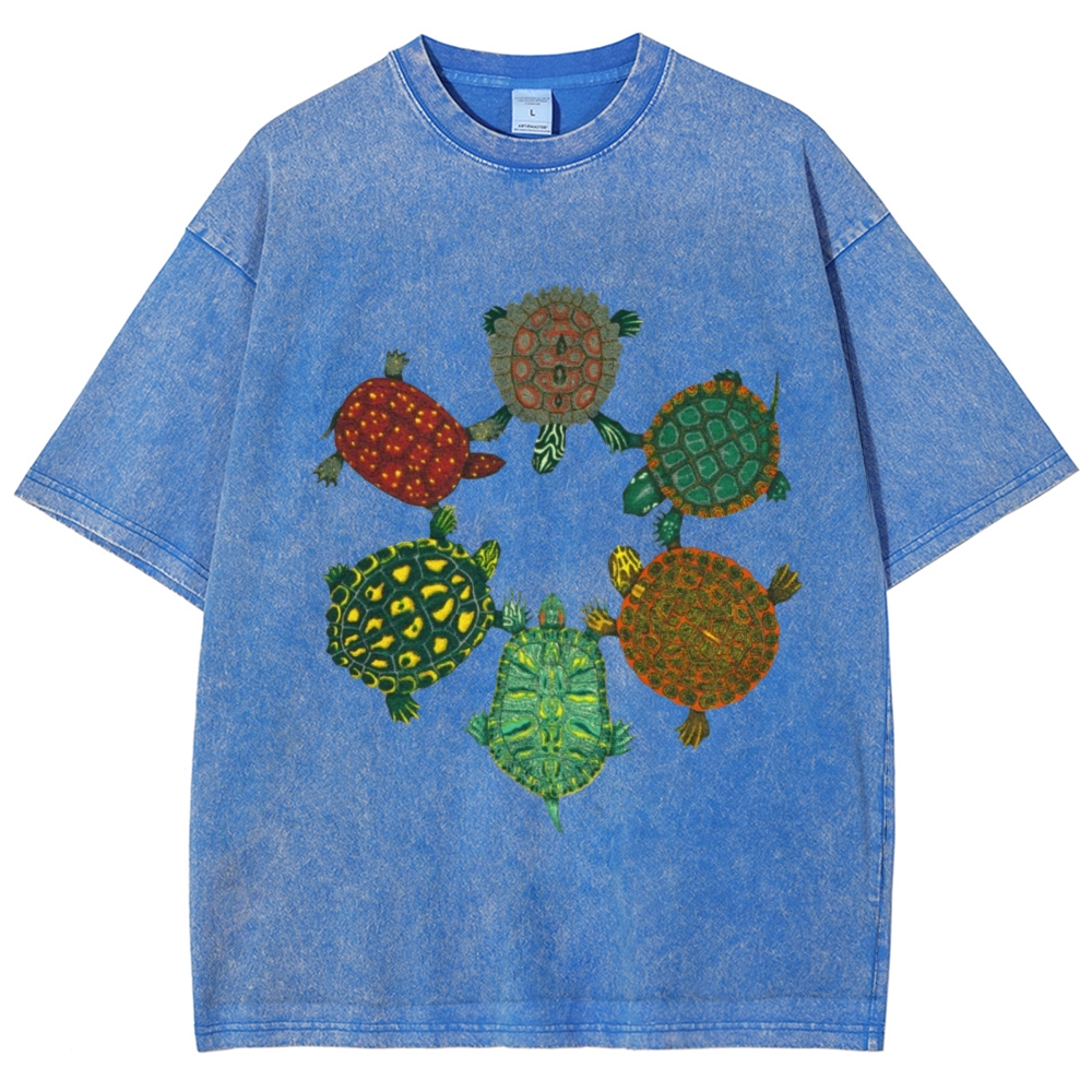Turtle Circle Unisex Vintage Washed Tee