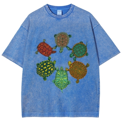 Turtle Circle Unisex Vintage Washed Tee