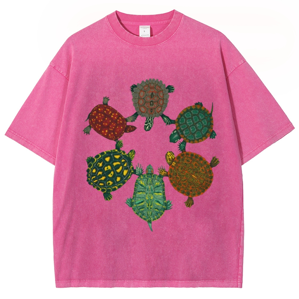 Turtle Circle Unisex Vintage Washed Tee