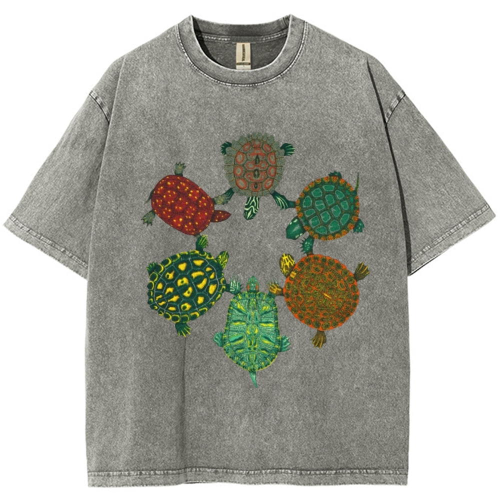 Turtle Circle Unisex Vintage Washed Tee