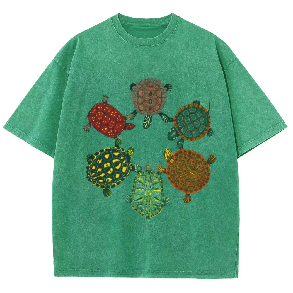 Turtle Circle Unisex Vintage Washed Tee