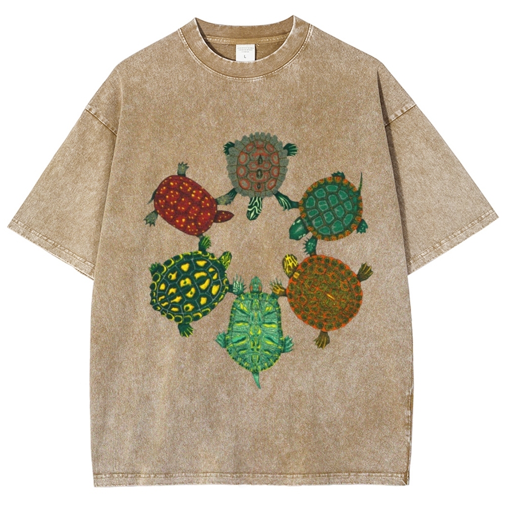 Turtle Circle Unisex Vintage Washed Tee