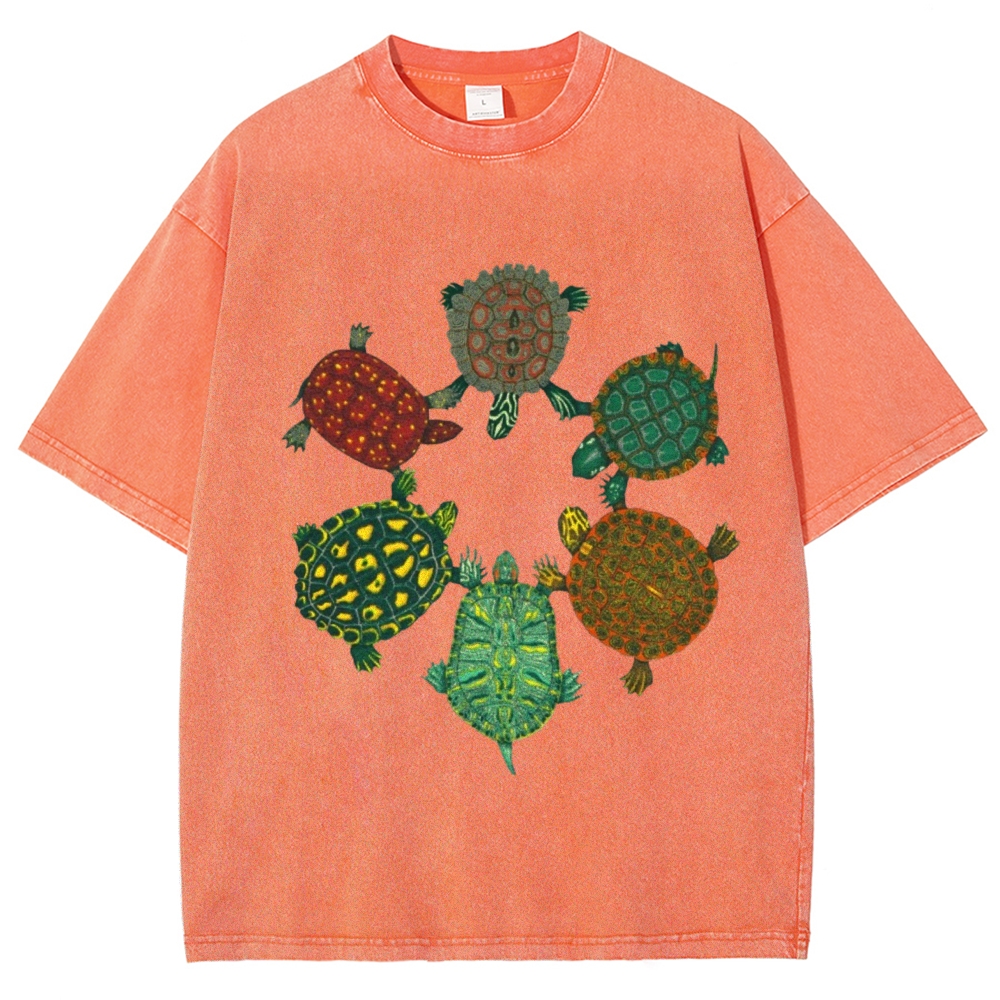 Turtle Circle Unisex Vintage Washed Tee