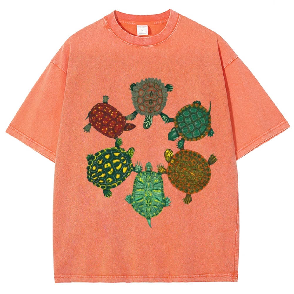 Turtle Circle Unisex Vintage Washed Tee