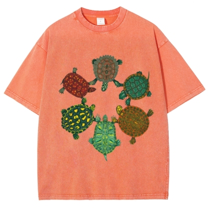 Turtle Circle Unisex Vintage Washed Tee