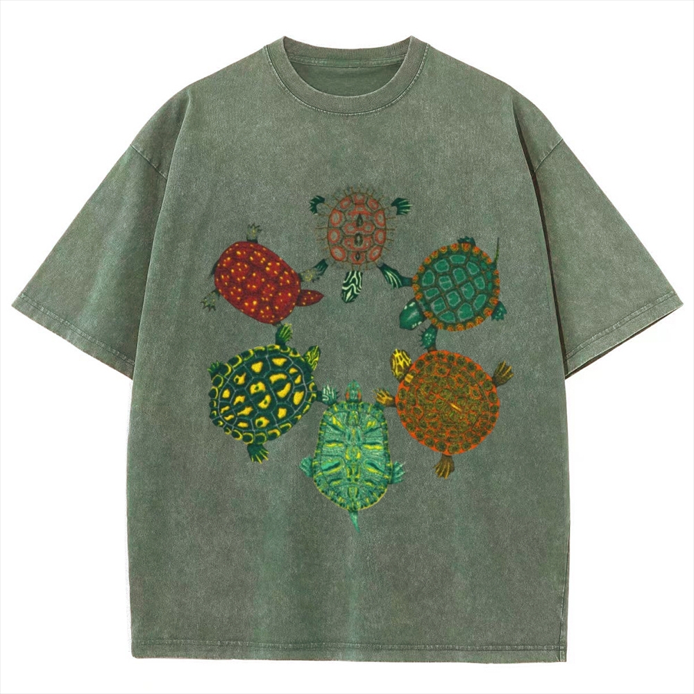 Turtle Circle Unisex Vintage Washed Tee