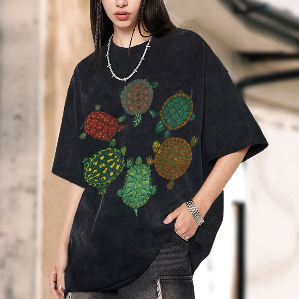 Turtle Circle Unisex Vintage Washed Tee