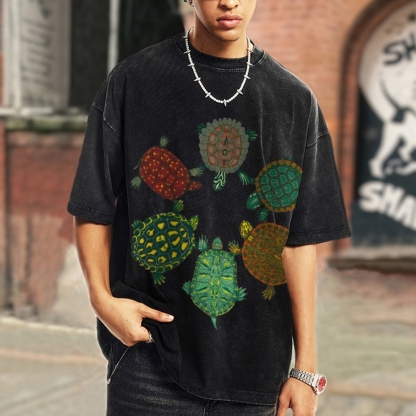 Turtle Circle Unisex Vintage Washed Tee