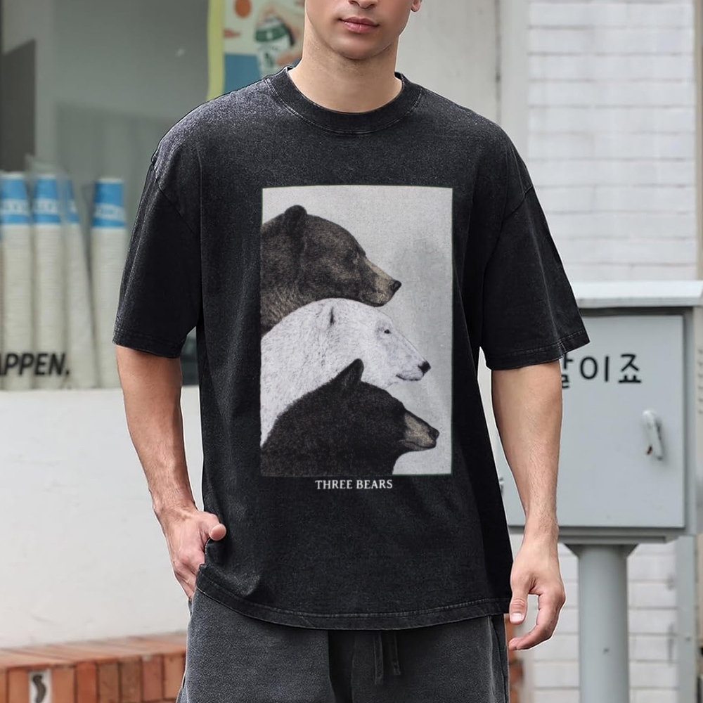 Three Bears Unisex Vintage Washed Tee