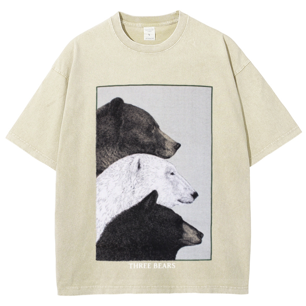Three Bears Unisex Vintage Washed Tee