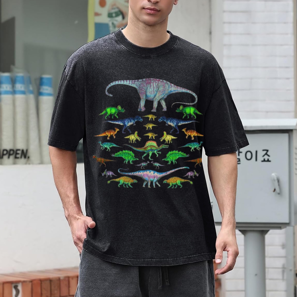Vivid Dinosaurs Unisex Vintage Washed Tee