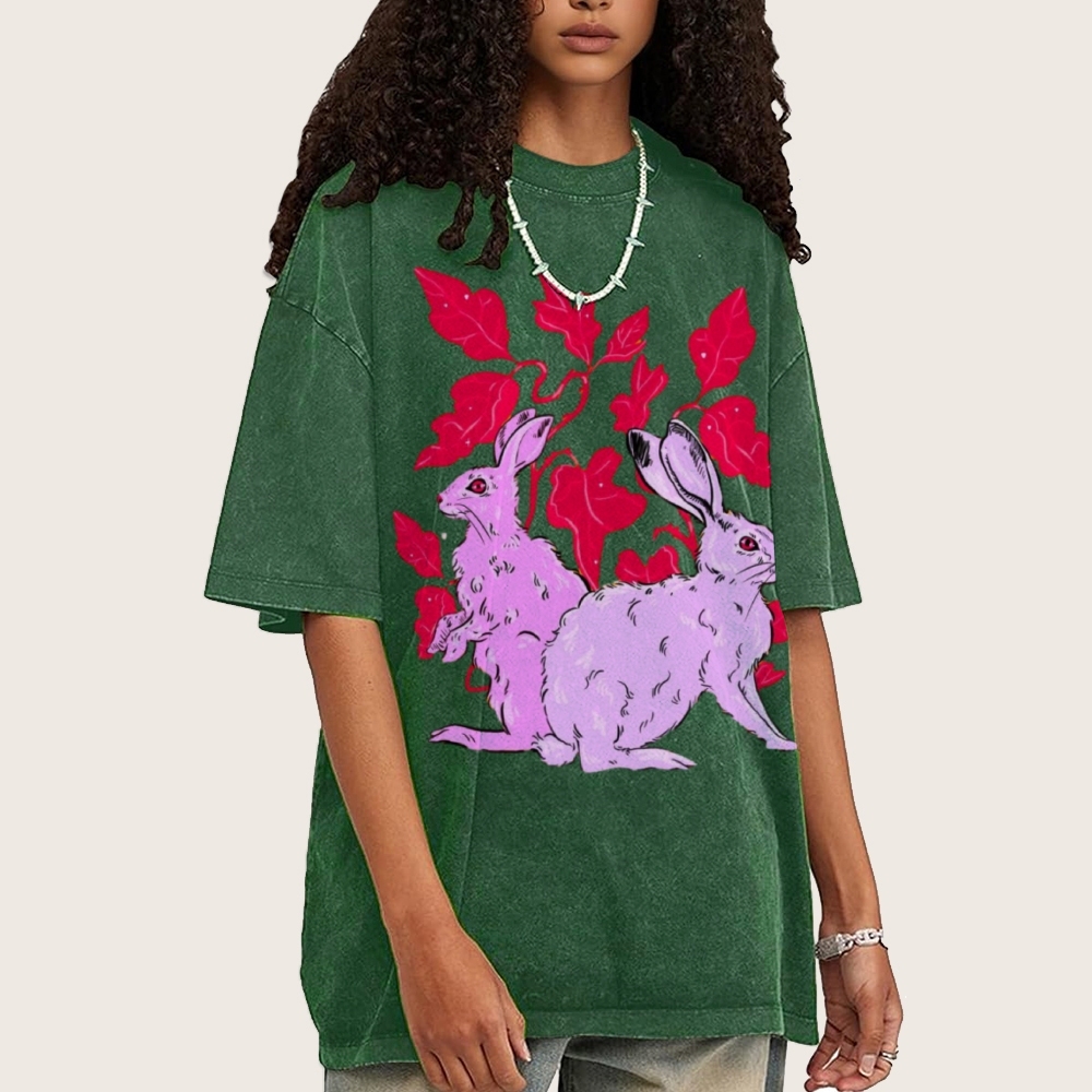Two Hares Unisex Vintage Washed Tee