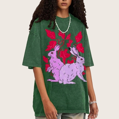 Two Hares Unisex Vintage Washed Tee