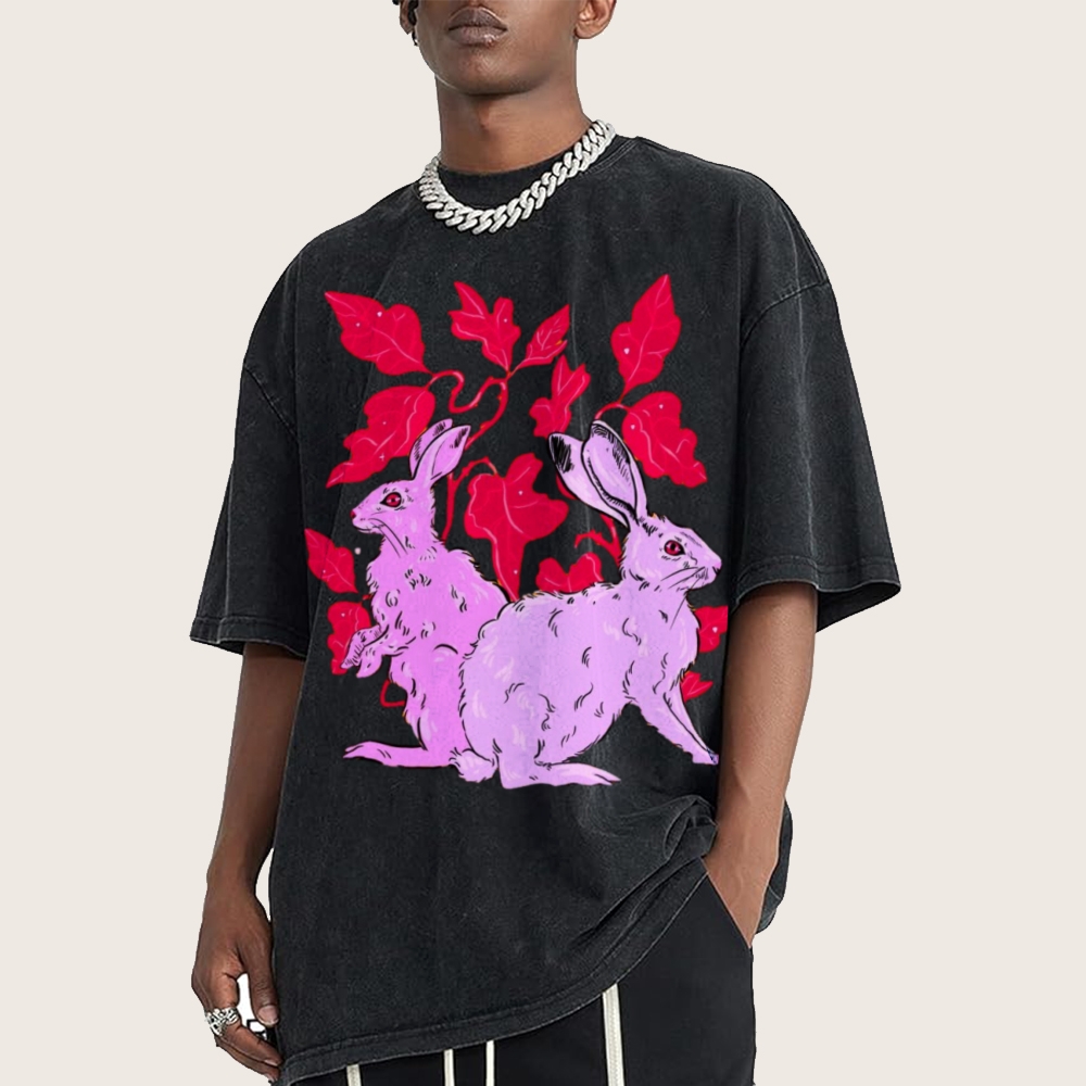 Two Hares Unisex Vintage Washed Tee