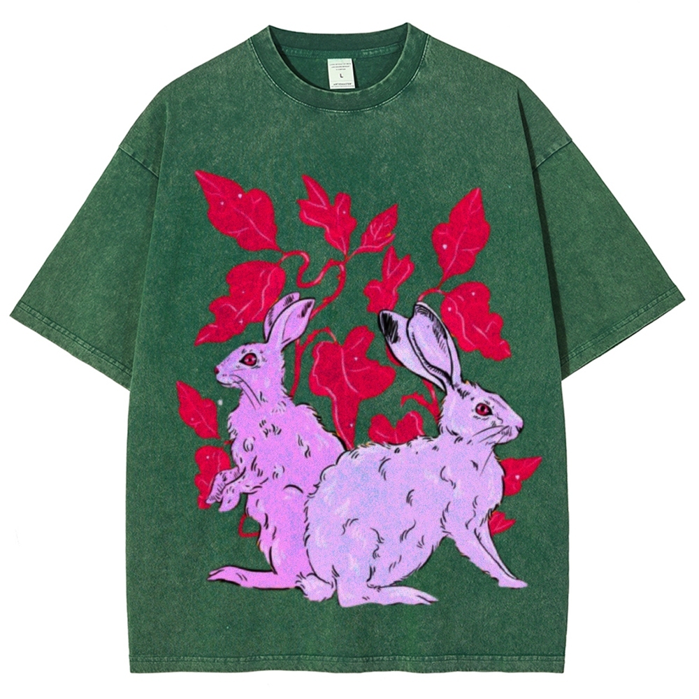 Two Hares Unisex Vintage Washed Tee