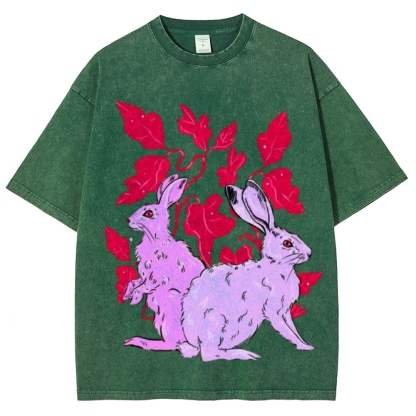 Two Hares Unisex Vintage Washed Tee