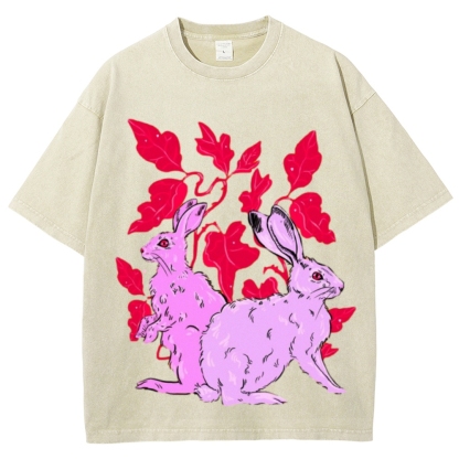 Two Hares Unisex Vintage Washed Tee