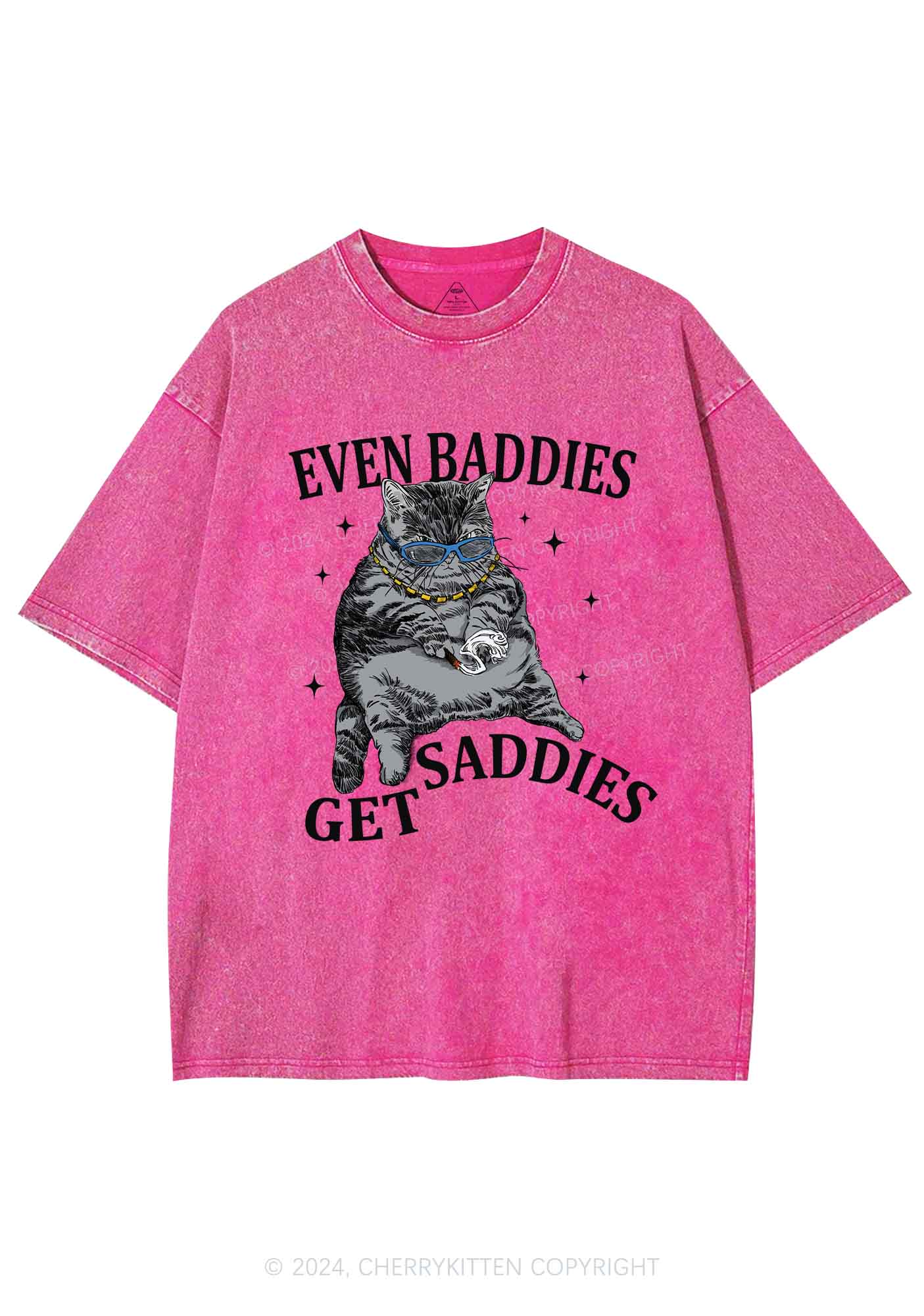 Even Baddies Get Saddies Y2K Washed Tee 