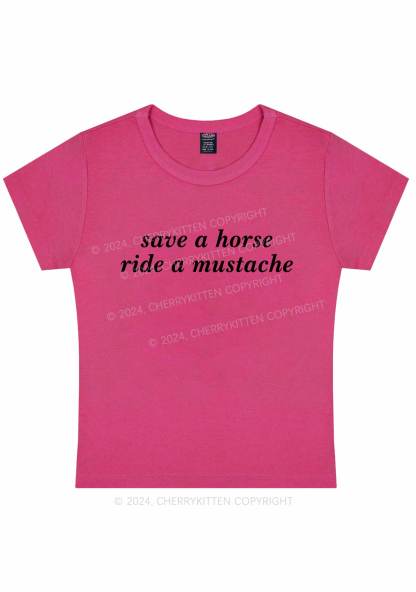 Ride A Mustache Y2K Baby Tee 