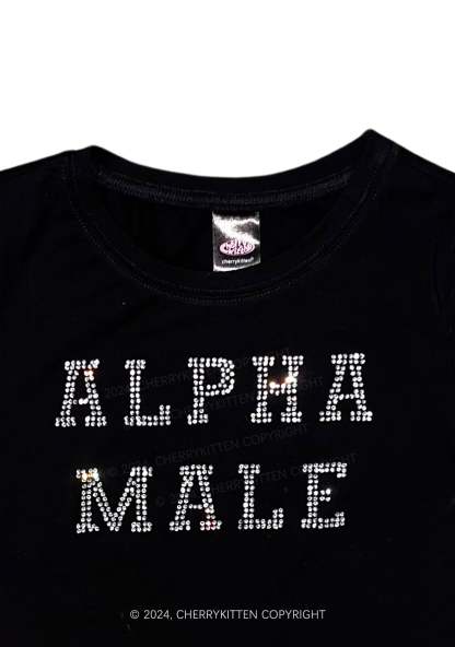 Rhinestone Alpha Male Y2K Baby Tee 