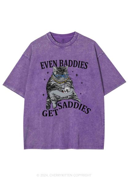 Even Baddies Get Saddies Y2K Washed Tee 