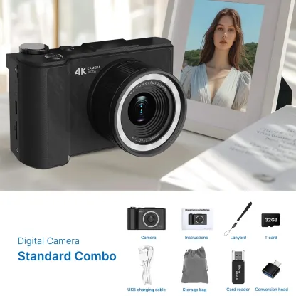 Digital Camera for Photography, Y2K Foldable Screen Portable Vlogging Camera with 32GB SD Card, Wrist Strap, Self Timer, Smooth Video vlogging Camera, Ideal Gift for Girls, Boys Teenagers, and Beginners, Birthday Christmas Valentine's Day Gift