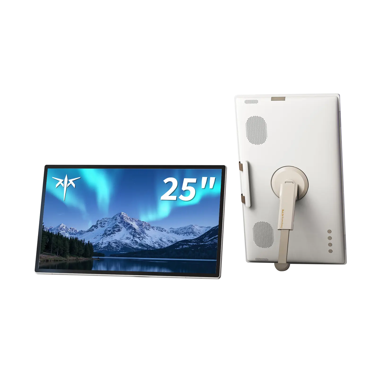 MegPad A25Q5 25in Touch Screen FHD IPS Panel Portable Smart TV Monitor with Case, Qualcomm 8-Core CPU, 8GB+128GB, Android 14, EDLA Certification, 8MP Camera, 2×8W+2×4W Speakers, Remote Control, 5000mAh Built-In Battery, Wi-Fi 5