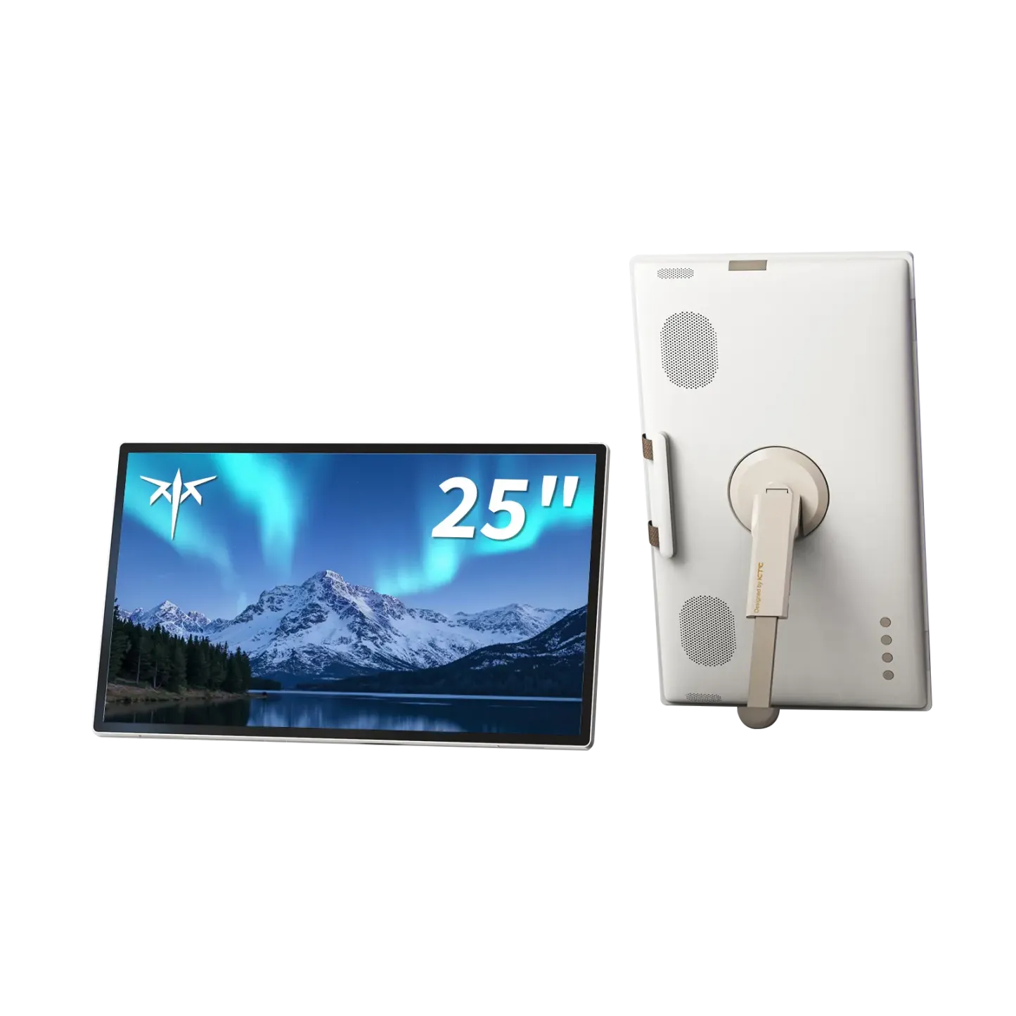 MegPad A25Q5 25in Touch Screen FHD IPS Panel Portable Smart TV Monitor with Case, Qualcomm 8-Core CPU, 8GB+128GB, Android 14, EDLA Certification, 8MP Camera, 2×8W+2×4W Speakers, Remote Control, 5000mAh Built-In Battery, Wi-Fi 5