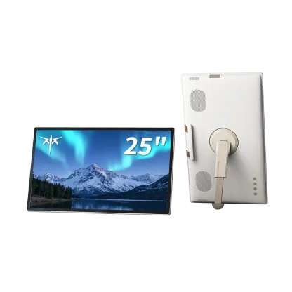 MegPad A25Q5 25in Touch Screen FHD IPS Panel Portable Smart TV Monitor with Case, Qualcomm 8-Core CPU, 8GB+128GB, Android 14, EDLA Certification, 8MP Camera, 2×8W+2×4W Speakers, Remote Control, 5000mAh Built-In Battery, Wi-Fi 5