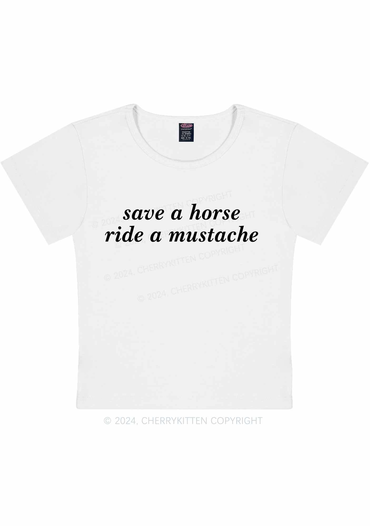 Ride A Mustache Y2K Baby Tee 