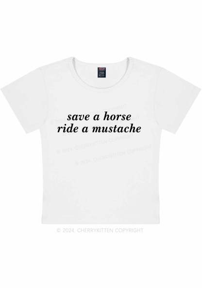 Ride A Mustache Y2K Baby Tee 