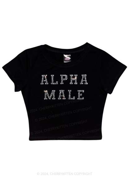 Rhinestone Alpha Male Y2K Baby Tee 