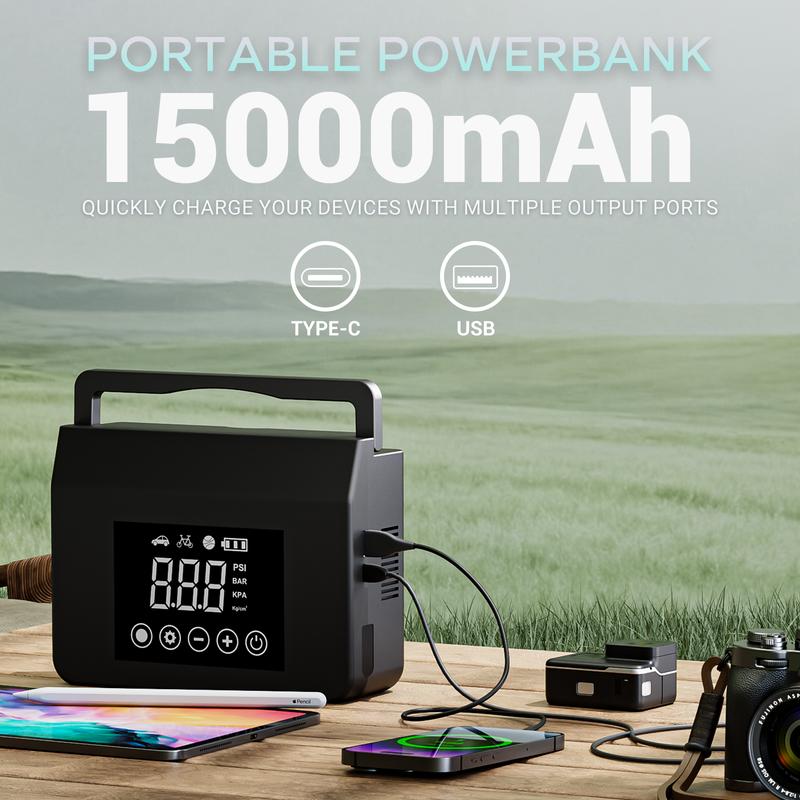 2026 All-Season Savior – 4000A Car Jump Starter with 150PSI Tire Inflator, 15000mAh Power Bank & LED Light, Reliable in -20°F, Compatible with Most Cars & Trucks, For All Driving Situations