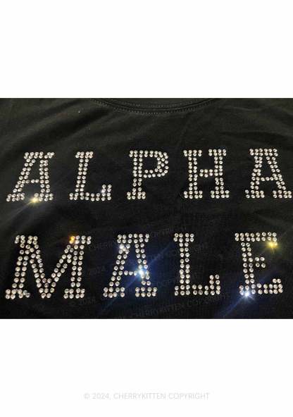 Rhinestone Alpha Male Y2K Baby Tee 