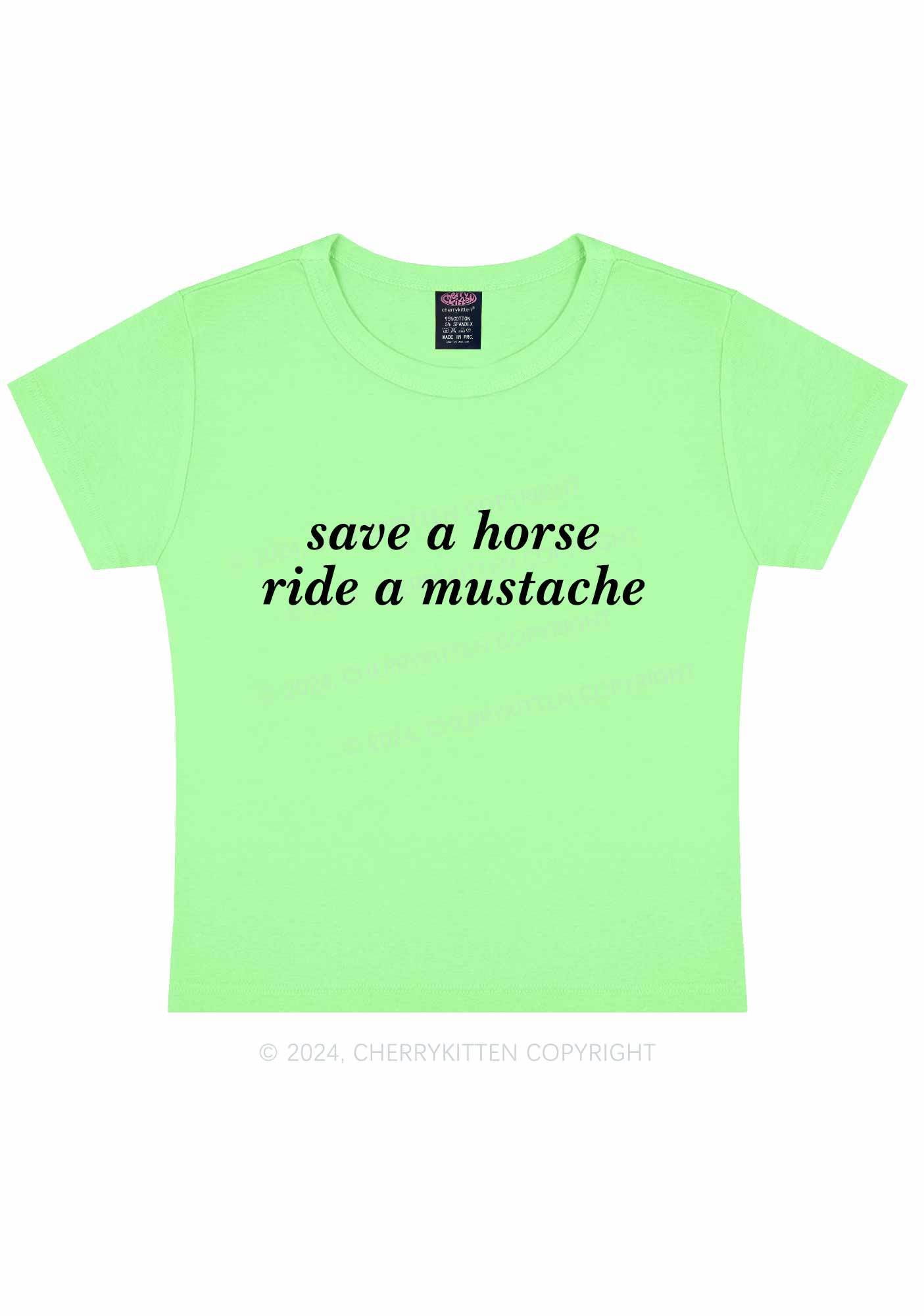 Ride A Mustache Y2K Baby Tee 