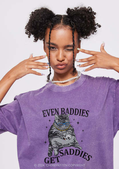 Even Baddies Get Saddies Y2K Washed Tee 