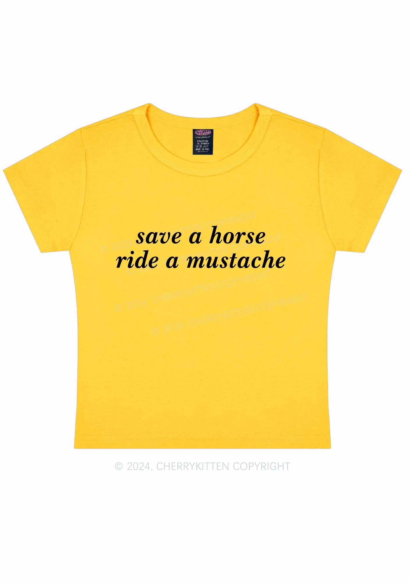 Ride A Mustache Y2K Baby Tee 