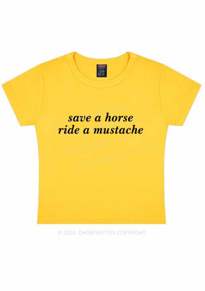 Ride A Mustache Y2K Baby Tee 