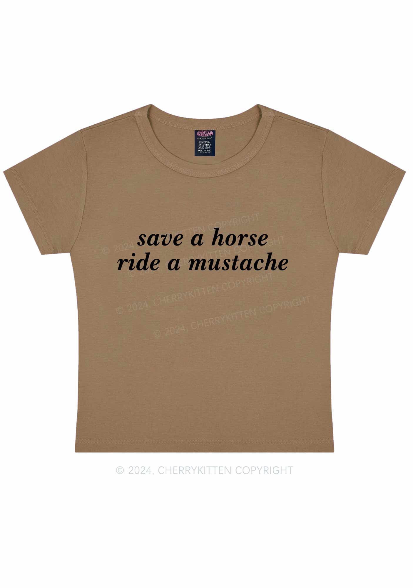 Ride A Mustache Y2K Baby Tee 
