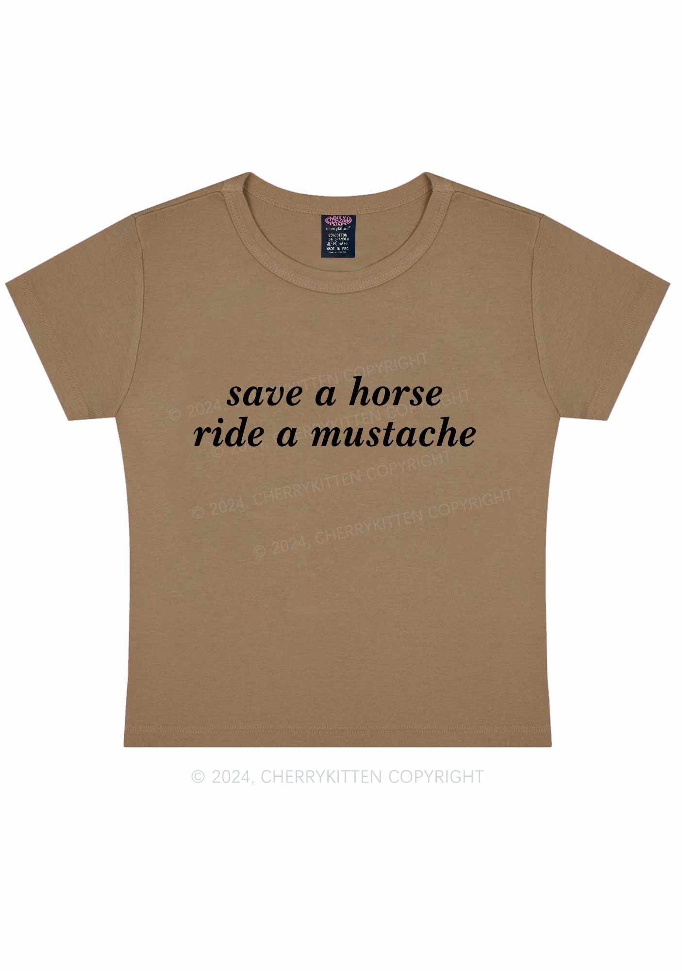 Ride A Mustache Y2K Baby Tee 