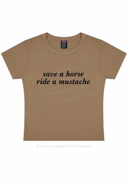 Ride A Mustache Y2K Baby Tee 