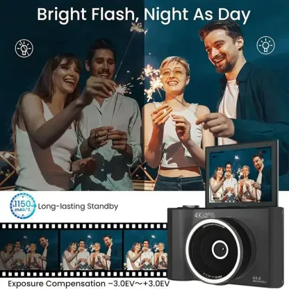 Digital Camera for Photography, Y2K Foldable Screen Portable Vlogging Camera with 32GB SD Card, Wrist Strap, Self Timer, Smooth Video vlogging Camera, Ideal Gift for Girls, Boys Teenagers, and Beginners, Birthday Christmas Valentine's Day Gift