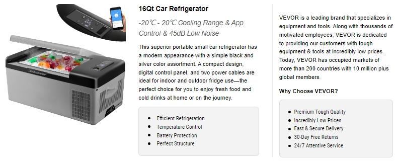 【fathersdaygift】VEVOR 12 Volt Refrigerator with APP Control Portable Mini Car Fridge w/ -4℉-68℉ Cooling Range & 12/24V DC & 110-240V AC Electric Compressor Cooler For CampingRoad TripTravelOutdoor and Home Use