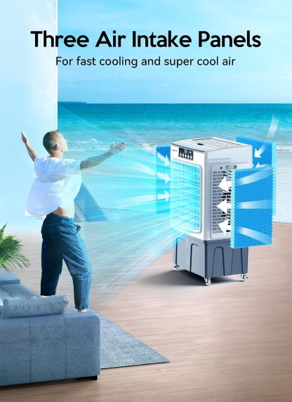 Swamp Cooler, 3100CFM Evaporative Air Cooler with 12 Gal Water Tank | 120°Oscillation Air Cooler with 3 Modes & Wind Speeds, 24H Timer, Auto Fill Cooling Fan for Patio Garage Commercial Use