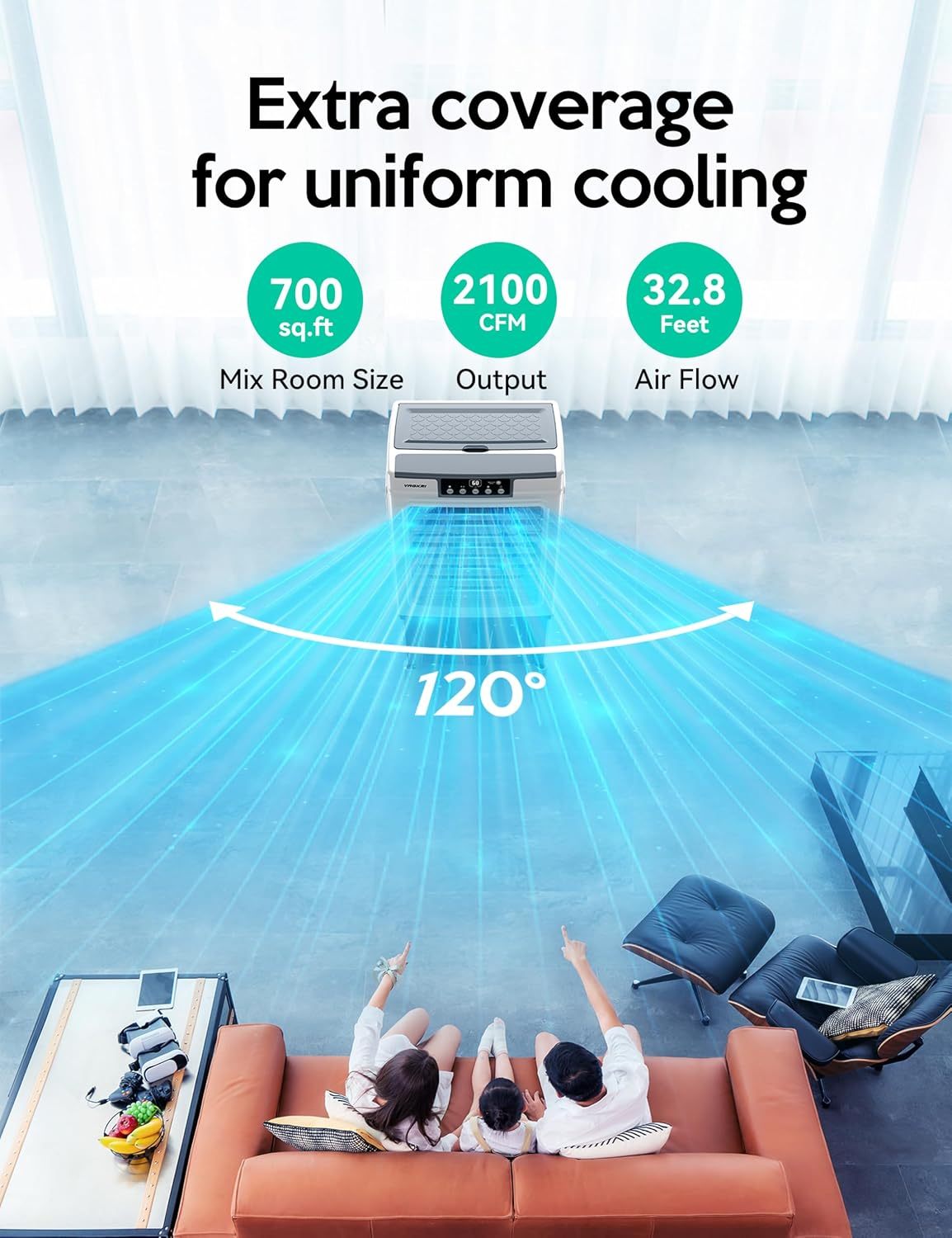 Swamp Cooler, 3100CFM Evaporative Air Cooler with 12 Gal Water Tank | 120°Oscillation Air Cooler with 3 Modes & Wind Speeds, 24H Timer, Auto Fill Cooling Fan for Patio Garage Commercial Use